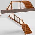 Double Flight Wooden Staircase With Handrail Railings And Steps Connecting Floors