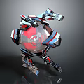 Futuristic 3D Mechanical Sphere With Red Core And Metallic Detailed Components 3d model