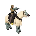 Man Riding A Horse Holding A Gun With Military Style Attire And Saddle
