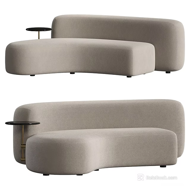 Modern Curved Beige Fabric Sectional Sofa For Comfortable Living Room Design 3d model 