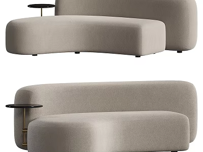 Modern Curved Beige Fabric Sectional Sofa For Comfortable Living Room Design 3d model