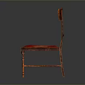 Vintage Wooden Chair With Red Leather Seat Curved Backrest And Carved Legs Design