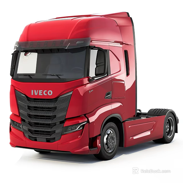 Stylish Red IVECO Truck With Modern Front Design And Sleek Body Contours 3d model 