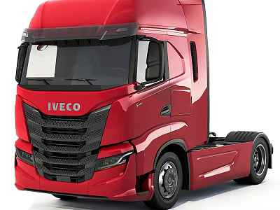 Stylish Red IVECO Truck With Modern Front Design And Sleek Body Contours 3d model