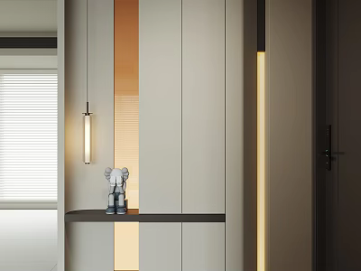 Modern Light Colored Shoe Cabinet With Sleek Design And LED Lighting In Entryway 3d model