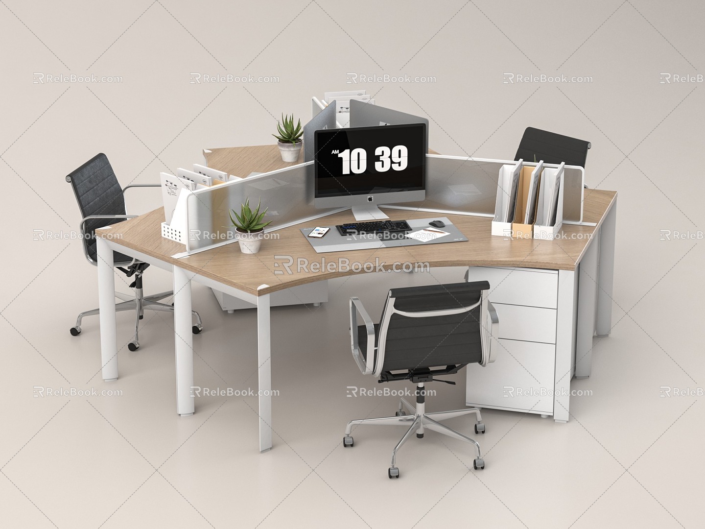 Office desk and chair combination 3d model