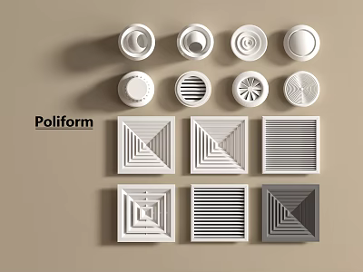 Poliform Air Conditioner Vents With Various Designs In White And Gray Colors 3d model