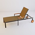 Modern Lounge Chair With Metal Frame Woven Seat Backrest Wooden Armrests and Wheels