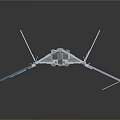 Futuristic Sci Fi Aircraft 3D Model With Geometric Wings Blue Transparent Sections And White Body