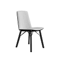 Modern Light Gray Fabric Dining Chair With Black Slim Legs Design