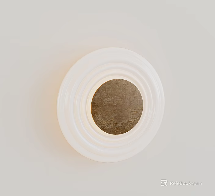 Modern White Abstract Wall Lamp With Circular Design And Brown Center 3d model