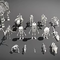 White Skeleton Models With Elephant Human Dinosaur And Small Animal Figures 3d model