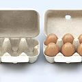 Open Egg Cartons Display Empty Container And Six Brown Fresh Eggs 3d model