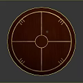 Red Round Table With Gold Decorative Lines Unique Cross Leg Structure Elegant Wooden Furniture Piece
