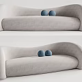 Modern Light Gray Multi Person Sofa With Two Blue Spherical Cushions 3d model
