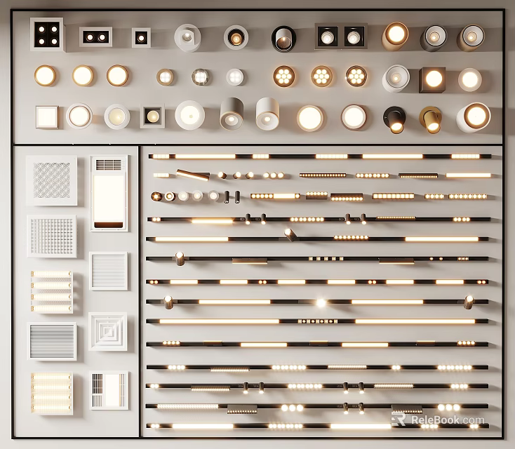 Various Types of Modern Downlights and Spotlights for Home Interior Lighting 3d model 