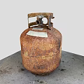 Rusted Gas Cylinder Standing On Gray Concrete Floor With Rust Spots