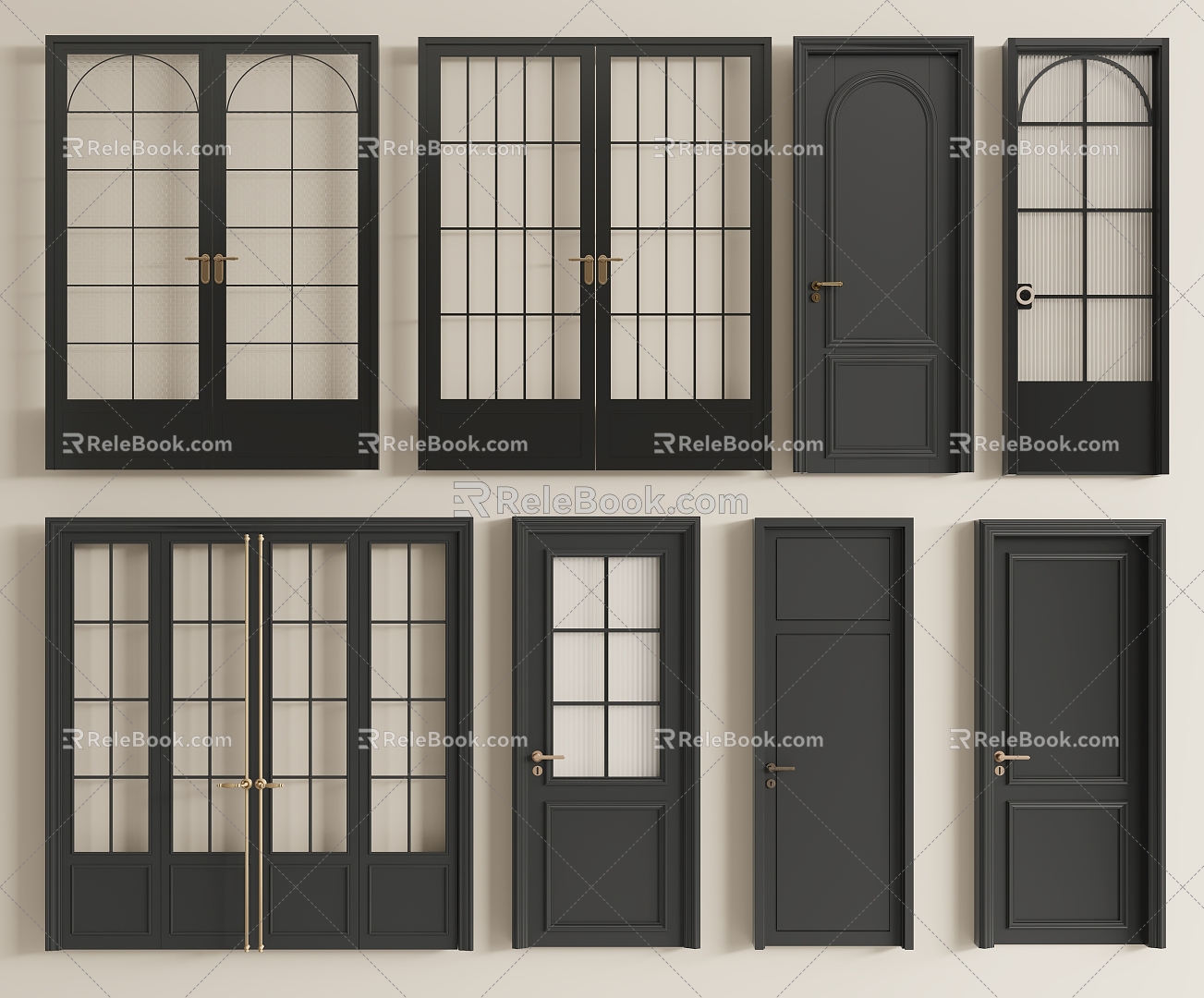 French Single Door Swing Door 3d model