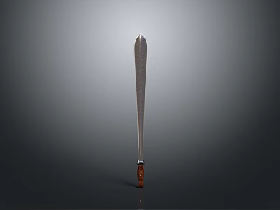 Silver Blade Weapon Knife Featuring Brown Handle On Gray Background 3d model