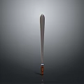 Silver Blade Weapon Knife Featuring Brown Handle On Gray Background