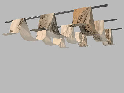 Chess And Card Game Entertainment Textured Table Cloth In Beige Brown Hanging On Rod 3d model