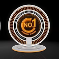 Contemporary Art Installation Featuring Circular Blue Orange Design AI NO1 Synergy Stars