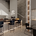 Modern coffee shop coffee table and chair milk tea shop coffee shop booth area coffee console cashier front desk 3d model