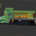 Green Industrial Machine With White Motor Warning Sign And Yellow Support Base