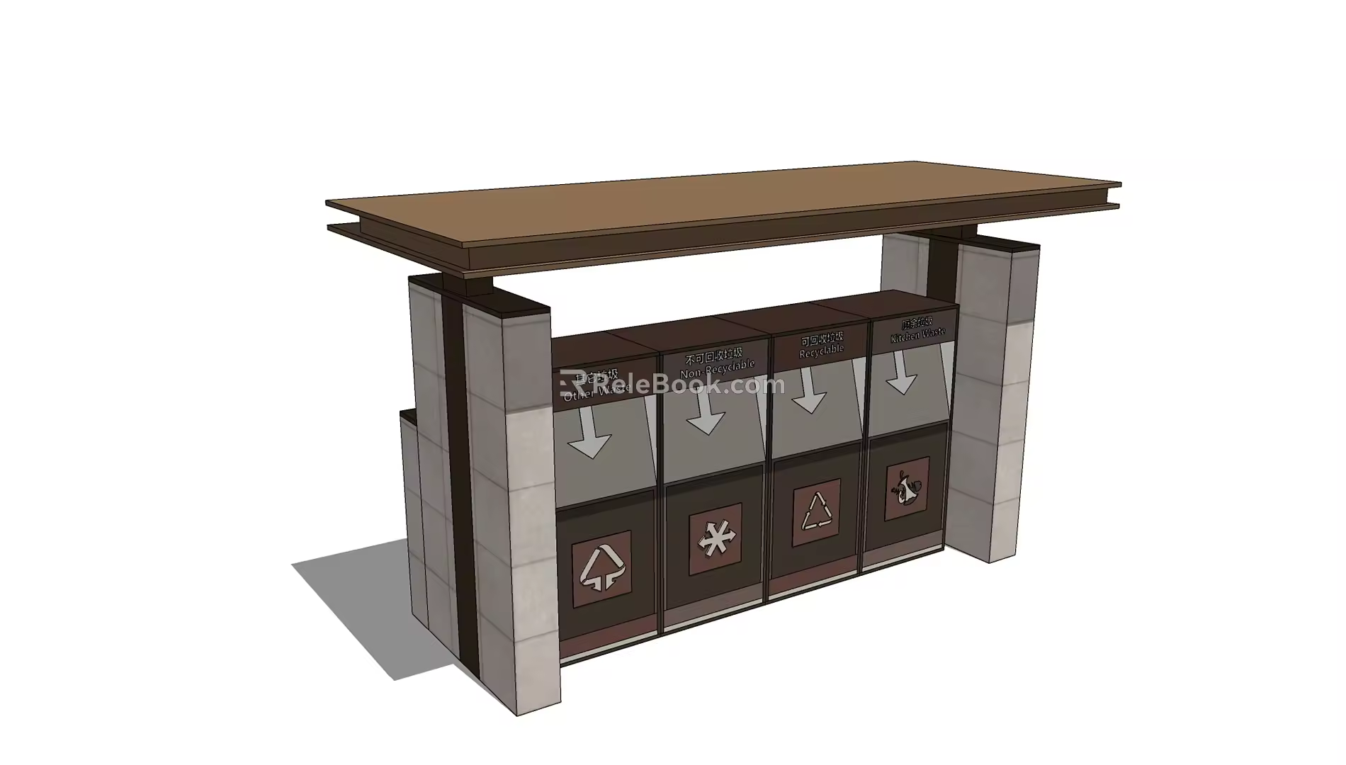Modern trash can garbage sorting station garbage bin garbage room sorting bin 3d model