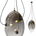 Modern Transparent Glass Pendant Light With Unique Shape And Multiple Illuminating Bulbs 3d model