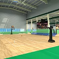 Modern Sports Stadium Exterior With Streamlined Colorful Stripes Sports Silhouettes And Gray Open Ground