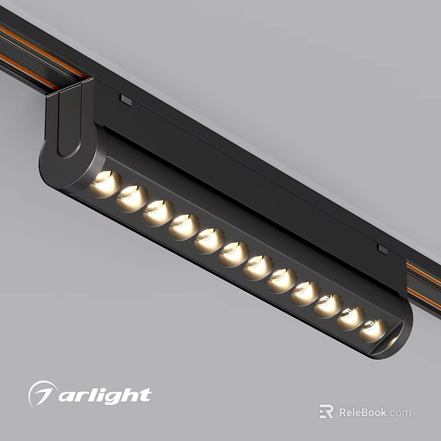 Modern Minimalist Black Linear Downlights And Spotlights With Multiple Neatly Arranged Bulbs 3d model 