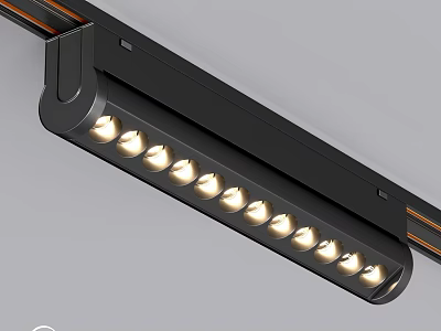 Modern Minimalist Black Linear Downlights And Spotlights With Multiple Neatly Arranged Bulbs 3d model