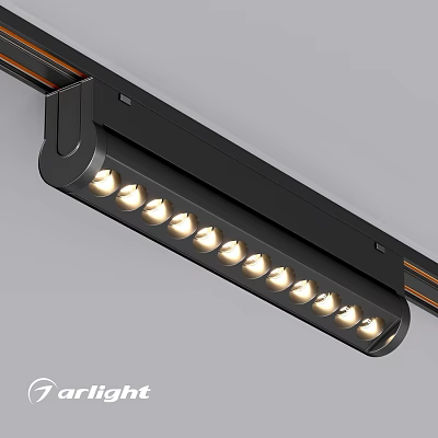 Modern Minimalist Black Linear Downlights And Spotlights With Multiple Neatly Arranged Bulbs 3d model