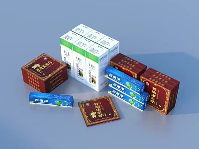 Colorful Household Supply Boxes With Various Designs And Patterns For Daily Use 3d model