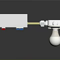Electrical Switch Box With Red Blue Buttons White Spherical Device And Yellow Pipes