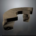 Natural Rustic Curved Stone Bench With Textured Surface And Block Construction