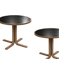 Modern Round Dining Tables With Black Tops And Wooden Legs Design