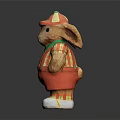 Cute Colorful Rabbit Doll With Red Striped Hat Outfit And White Shoes
