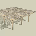 Modern Outdoor Pergola With Geometric Lattice Canopy And Wooden Support Columns