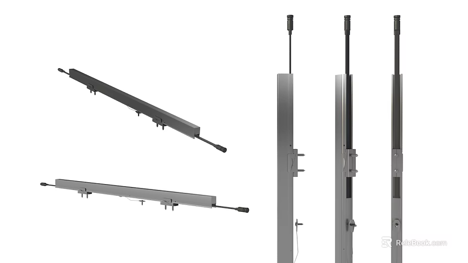 Modern Outdoor Lights with Adjustable Height and Durable Metal Construction 3d model 