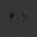 Sci Fi Spaceship Model With Twin Wing Design Green Gray And Orange Accents