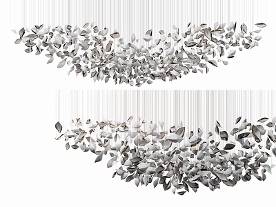 Elegant Modern Crystal Chandelier With Delicate Leaf Shaped Design And Hanging Crystal Decorations 3d model