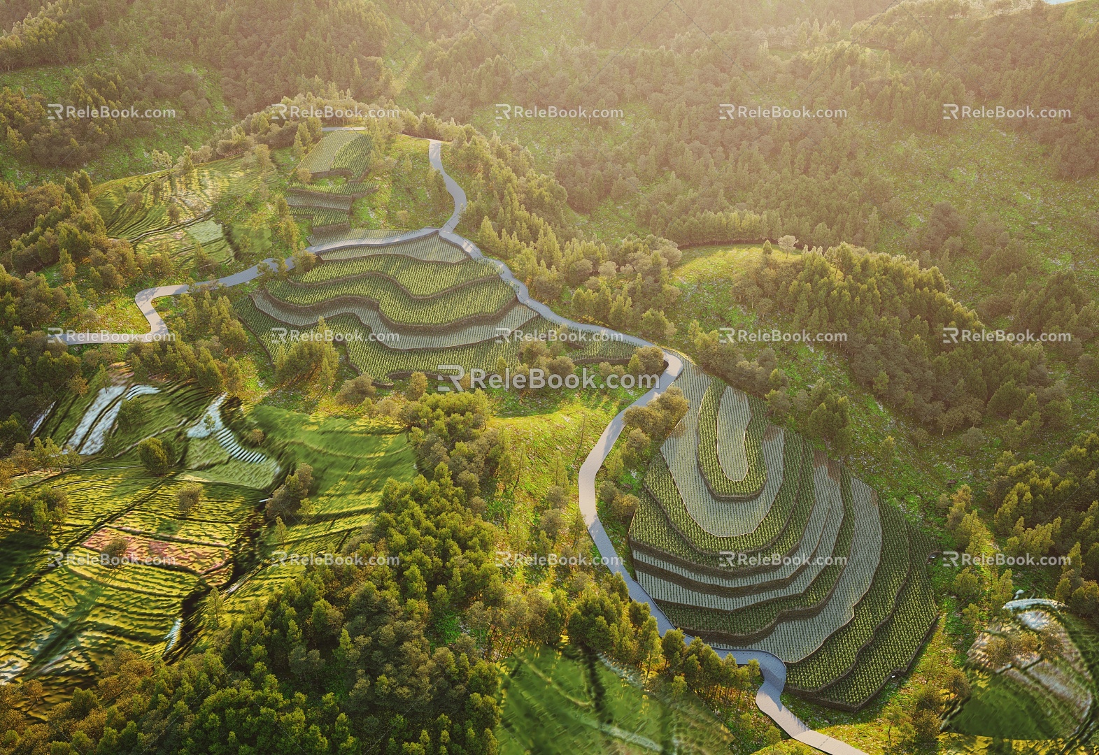 Modern Terrace Mountain Landscape Terrace 3d model