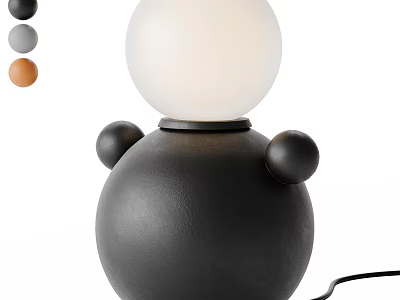 Modern Black Table Lamp with White Globe Shade and Decorative Balls in Black Grey Orange 3d model