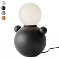Modern Black Table Lamp with White Globe Shade and Decorative Balls in Black Grey Orange