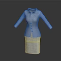 Gray Blazer And Skirt Set Tailored Formal Office Wear With Structured Design