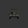 Vintage Green Military Vehicle with Black Top Classic Grille Headlights and Retro Design