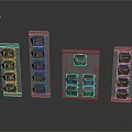 Industrial Metal Frame Equipment With Multiple Layers And Various Colored Modules