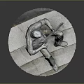Man Statue Sitting On Stone Steps Playing Acoustic Guitar Art Sculpture